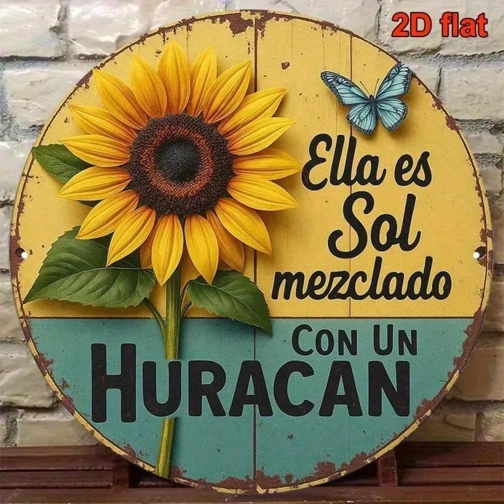 Vintage Farmhouse Sunflower Butterfly Rustic Metal Tin Sign 8x12 Inch Wall Art Aluminum Print Decor for Country Home Kitchen Garage