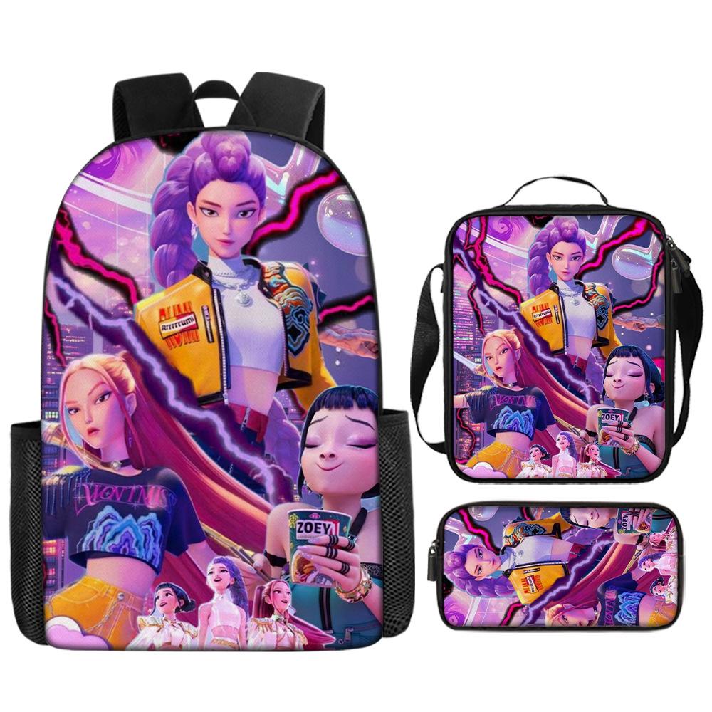 Printed Kpop Witch Hunters Student Backpack Primary School Bag Lightweight Large Capacity Backpack Three piece set