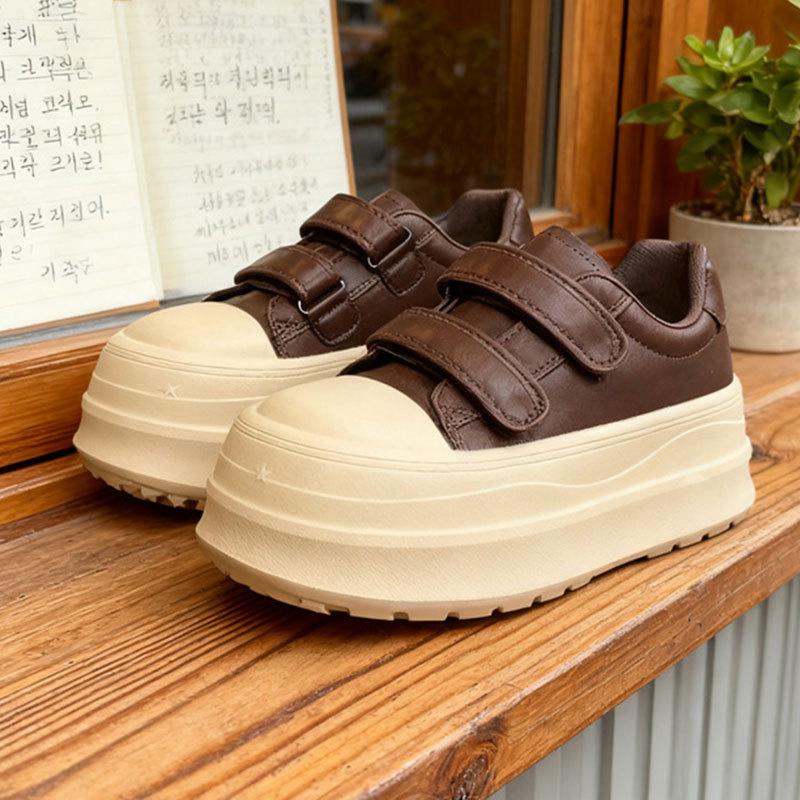 

Velcro inner height-increasing women s shoes autumn new versatile thick-soled comfortable and lightweight casual sports shoes 40 коричневый