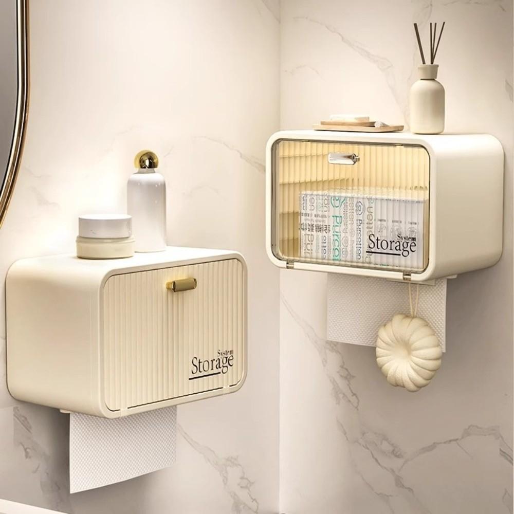 Lidded Paper Towel Box Wall-Mounted Paper Towel Bracket Toilet Paper Storage Tool Bathroom