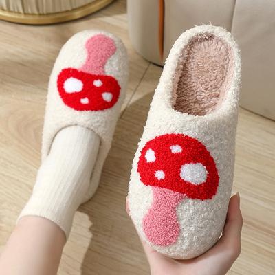 Neue Winter Niedliche Lächelnde Pilz Baumwollpantoffeln für Damen Zuhause Indoor Rutschfest Warme Pantoffeln für Herbst und Winter