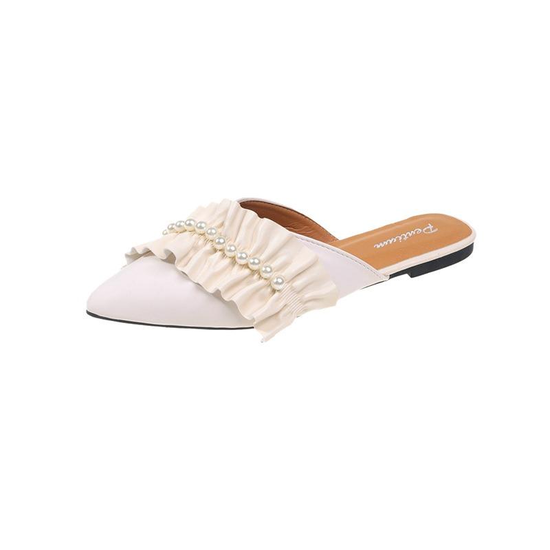 Flat-bottomed bag head half slippers women's shoes summer wear new niche half-support single shoes