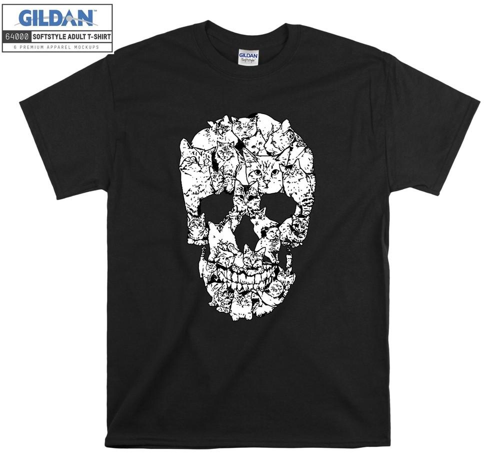 

Футболка с кошачьим черепом, забавная винтажная футболка с крутым принтом, мужская, женская, унисекс, 3712 4XL