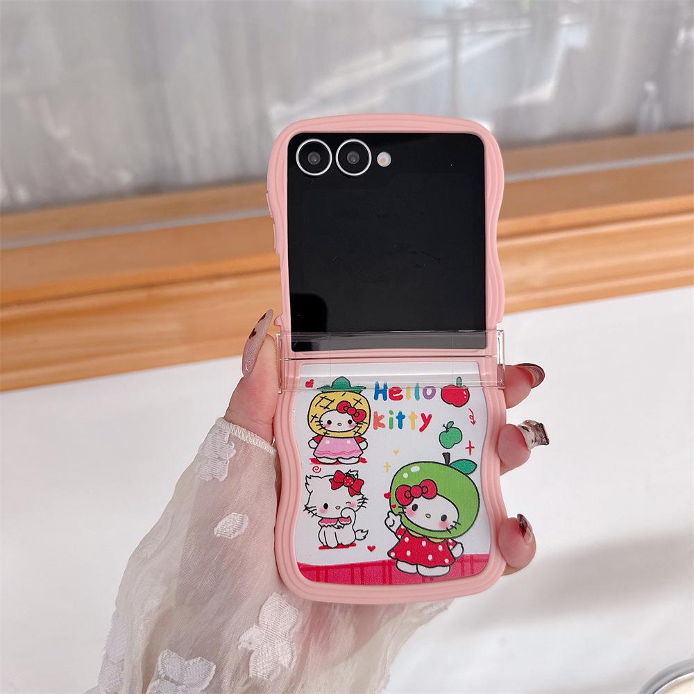 Hello Kitty Samsung Galaxy Z Flip Series Folding Soft PC Phone Case with Lanyard