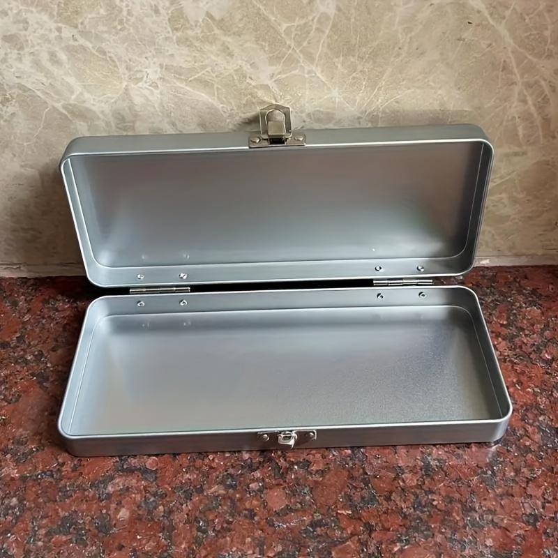 Scatola Rettangolare in Metallo Grigio Argento Resistente con Coperchio - Ideale per Conservare Bollette, Cosmetici, Cancelleria - Perfetta per Casa, Ufficio