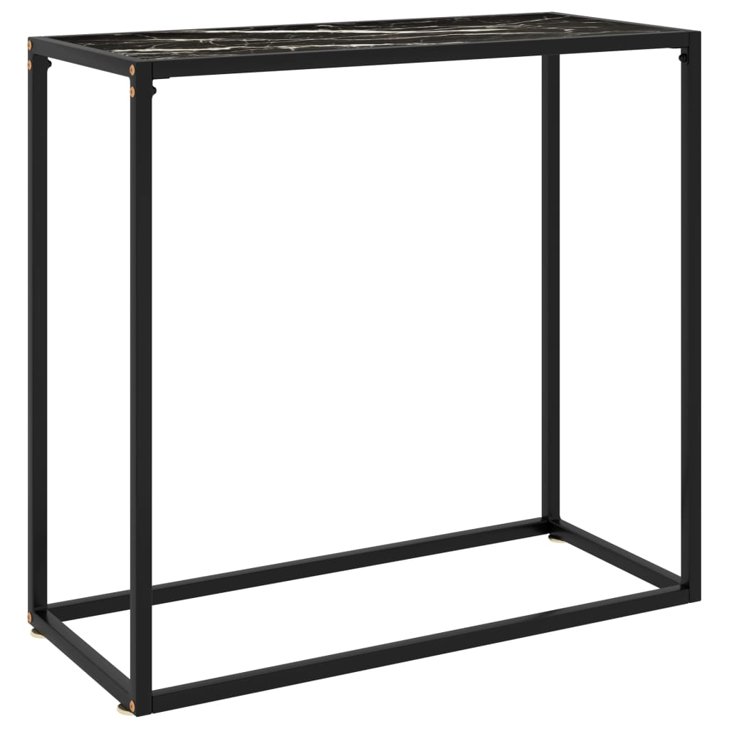 Console Table Black 80 X 35 X 75 Cm Tempered Glass