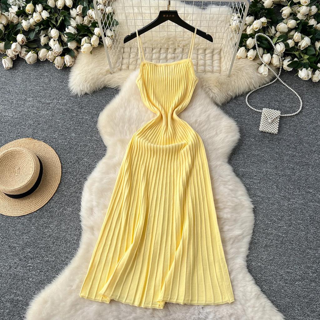 New Summer Knit Spaghetti Strap Dress Sleeveless Elastic Waist Slim Simple Style Gentle Casual A Line Female Maxi Long Dress Buy cheaply on Joom New Summer Knit Spaghetti Strap Dress Sleeveless Elastic Waist Slim Simple Style Gentle Casual A Line Female Maxi Long Dress Buy cheaply on Joom