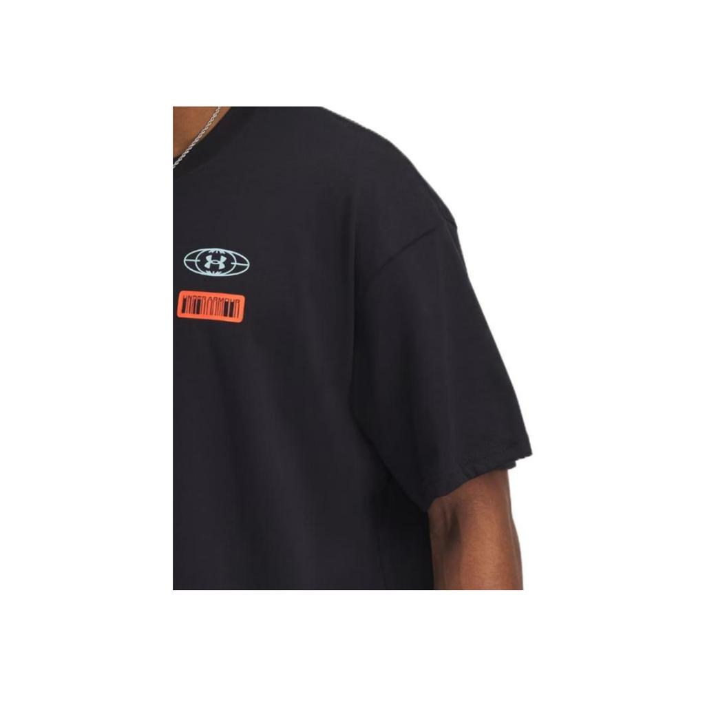 Under Armour Hoops Mixtape Fashion Solid Color Simple Stylish Trendy Short Sleeve T-Shirt Men Tops Black 1390189-001