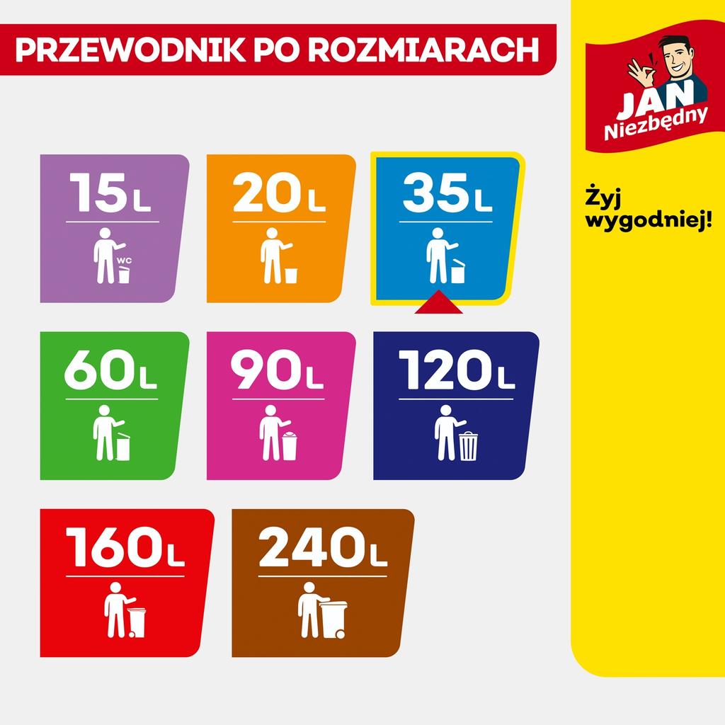 Jan Niezbędny Garbage Bags With Tape Magnum Flex Strong Lavender 35L 12 Pcs
