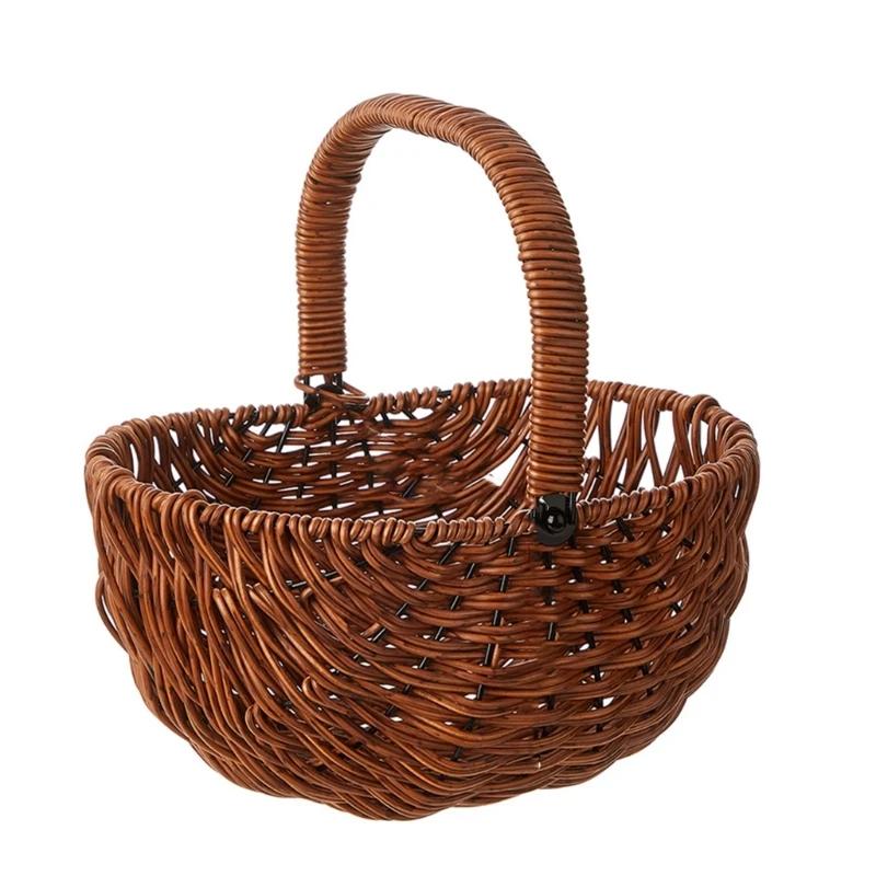

Woven Storage Basket Portable Basket Flower Plant Pot Desktop Kitchen Vegetables Picnics and weddings Storage Basket Container