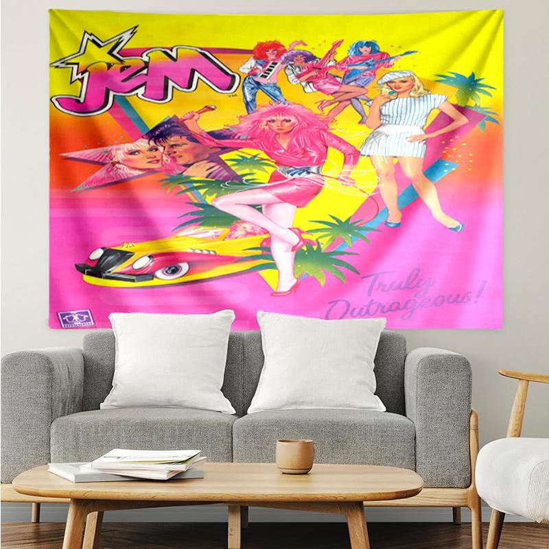 Jem Anime Characters Quick-Dry Tapestry Hanging for Bedroom,Livingroom, Playroom,Decor Art Room Wall Tapestry Holiday and Birthday Gifts