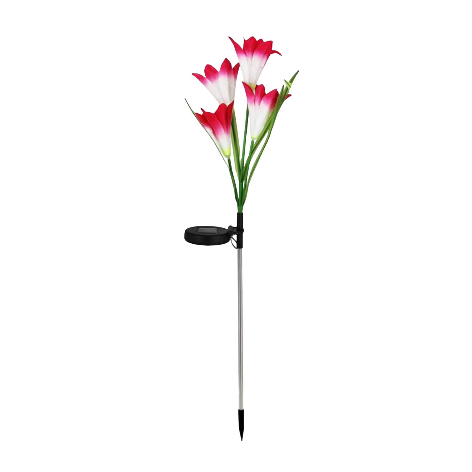 

Solar Powered Outdoor Garden Light with Artificial Lily Flower Design for Yard Patio Pathway Decoration with Stake Mount One Size червоний