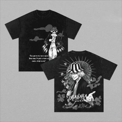 BLEACH Urahara Kisuke Manga T-Shirt Sommer Kurzarm Oversize T-Shirts Kleidung Herren Kleidung Anime Vintage Gewaschenes Baumwoll T-Shirt