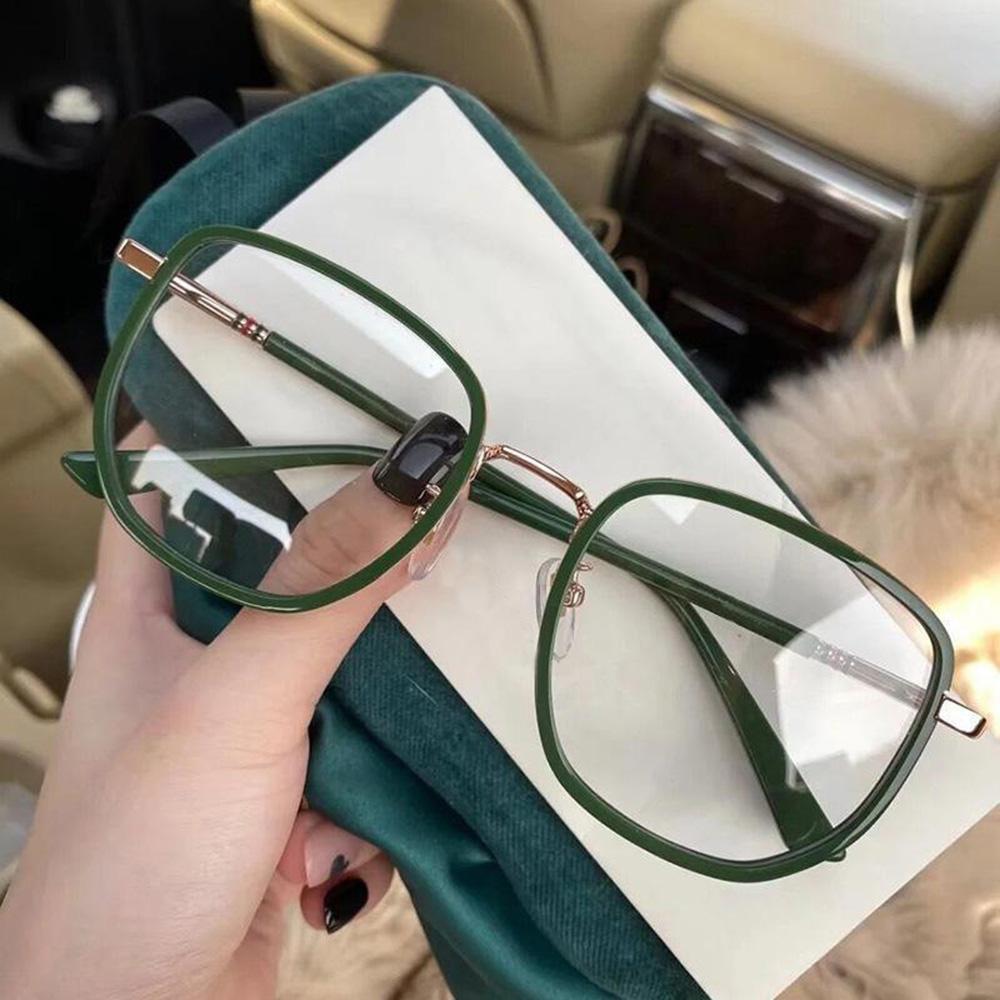 

Fashion Retro Square Clear Glasses Metal Frame Anti Blue Light Flat Glasses High Quality Durable Computer Eyewear Free Shipping зелений