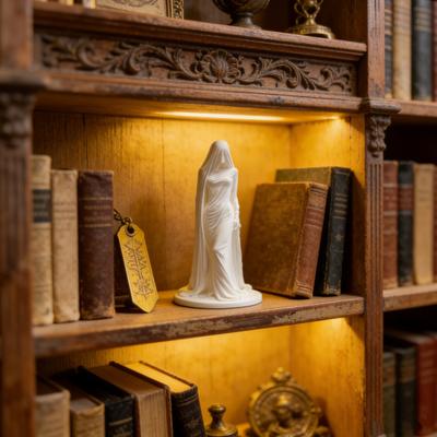Mysterious Masked Women Statue 3D Printed Robe Lady Sculpture for Desk Wine Cabinet Shelf Mantel Table Entryway Decor