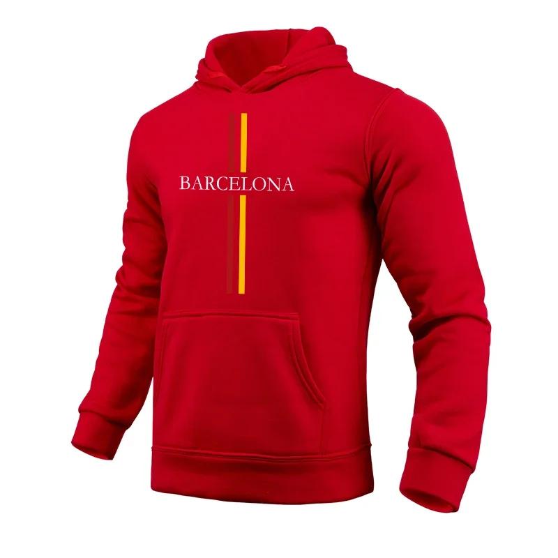 Barcelona Módne pánske mikiny s kapucňou Celoročné Denné Bežné Športové Mikiny s kapucňou 2025 Mestský Trend Pulóver Pánske Oblečenie Posilňovňa Vrchný diel