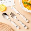 3pcs/lot Infant Spoon Fork Collection Stainless Utensil Children's Tableware Training Spoon Feeding Tableware Gentle Kitchen Accessories