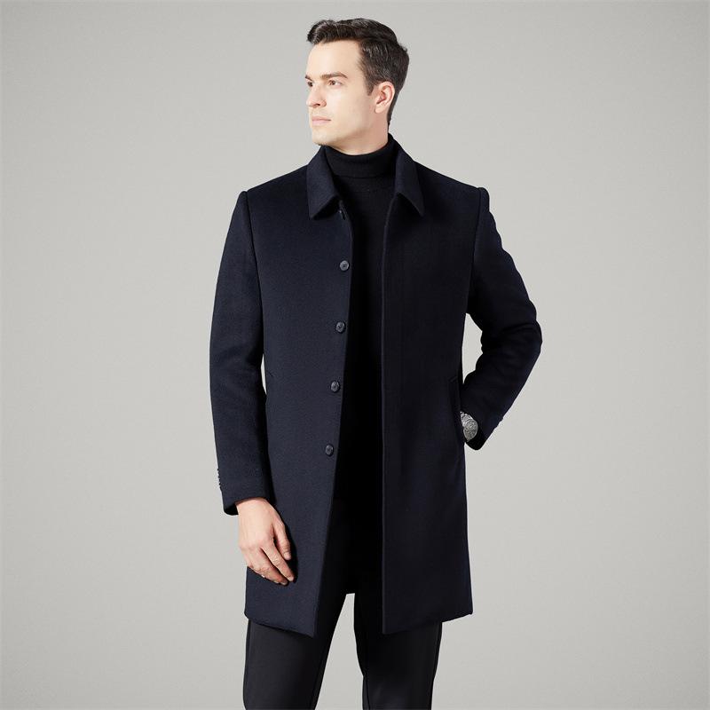 

Зимнее новое двухстороннее мужское пальто среднего возраста со съемной подкладкой из овечьей шерсти, однотонное, средней длины 195