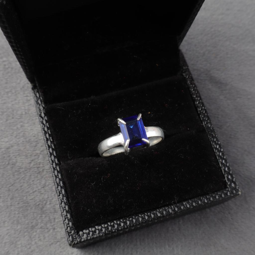 Lab Created Blue Sapphire Gemstone 925 Sterling Silver Women's Jewelry Boho Ring RR-30-6
