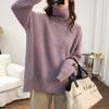 High Neck Loose Slouchy Style Ladies Sweaters Solid Colour Thickened Casual Peplum Knitted Bottoming Shirt Can Be Worn Outside Warm Tops