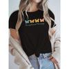 Lässiges Damen-T-Shirt mit Rundhalsausschnitt und Alphabet-Aufdruck für Ergotherapie, Baumwollstrick, Kurzarm, Normale Passform für Frühling/Sommer