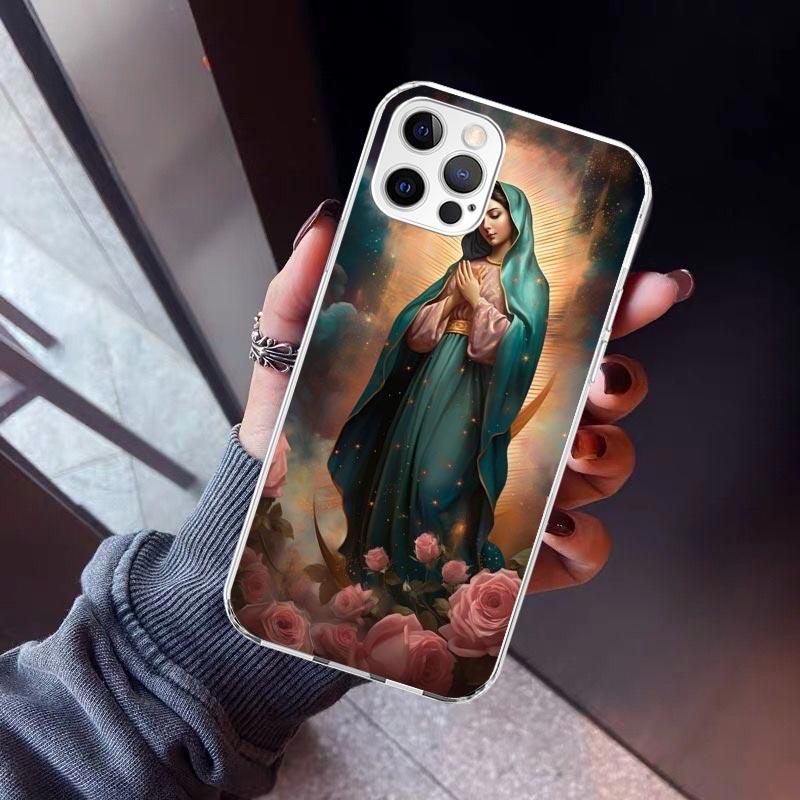 Virgin De Guadalupe Virgen Mary Phone Case For iPhone 17 Air 11 13 Mini 14 15 Plus 16 12 Pro Max 16E SE 7 8 Pattern Soft TPU Bac