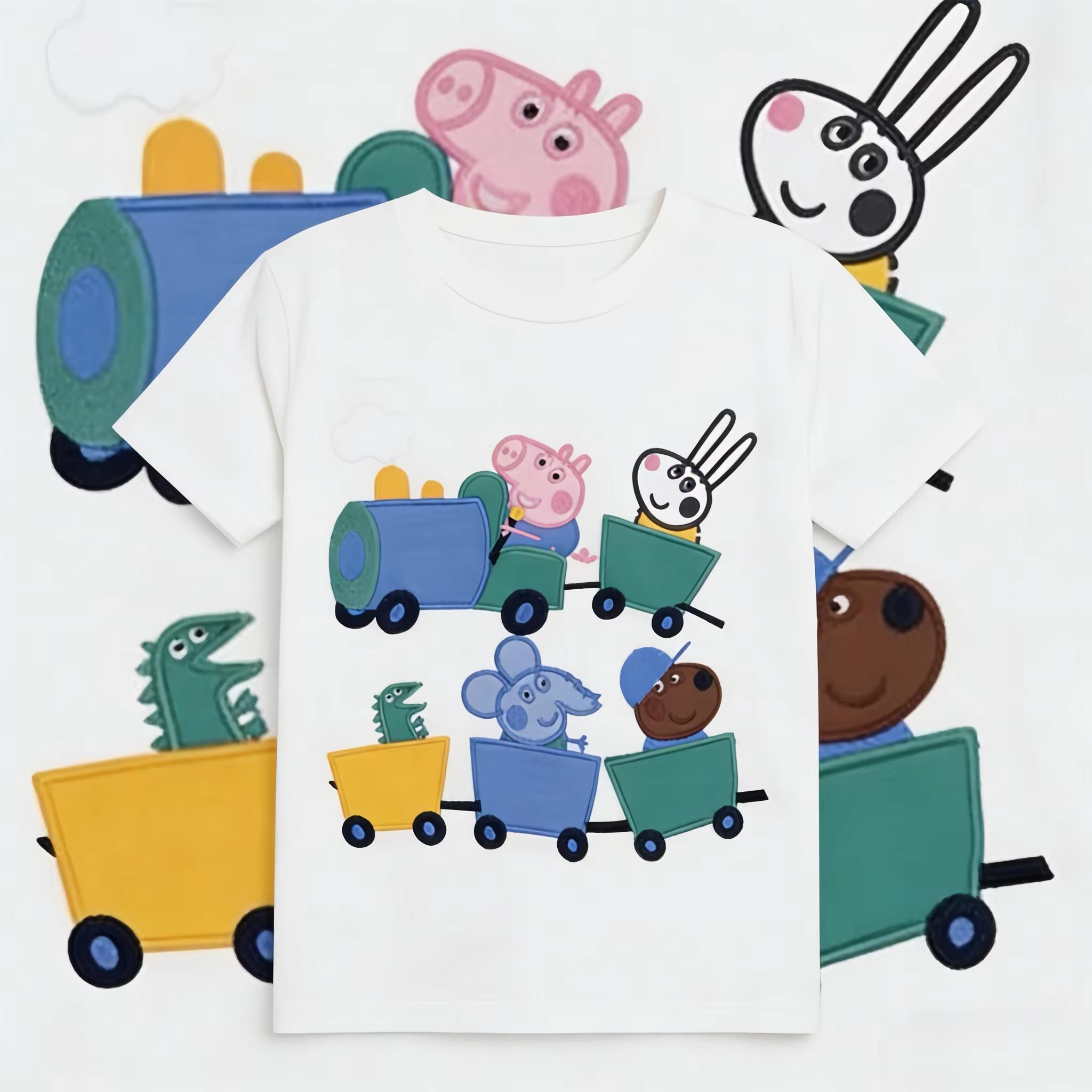 

2026 summer new Peppa Pig cartoon pattern printed Tshirt for both Unisex and Women loose and comfortable with good breathability S