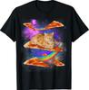Funny Galaxy Cat In Space, Cat Riding Pizza T-Shirt