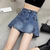 High Waist Denim Shorts Women Vintage Style Wide Leg Cropped Pants Slim Fit Casual Wear