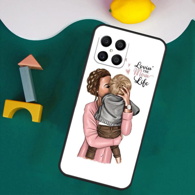 Black Brown Hair Baby Mom Girl Queen Case For Honor Magic 7 Lite 5 6 Honor 200 Pro 50 70 90 Lite X9a X8a X8 X9 X8b X9c X9b Cover
