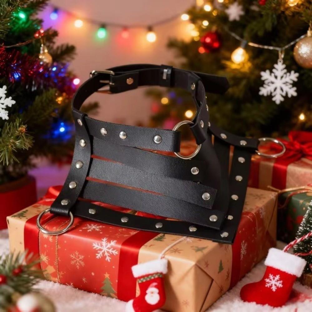 Black Gothic Collar Necklace Elegant Rivet Clavicle Collar Leather Belt Punk Choker  Daily