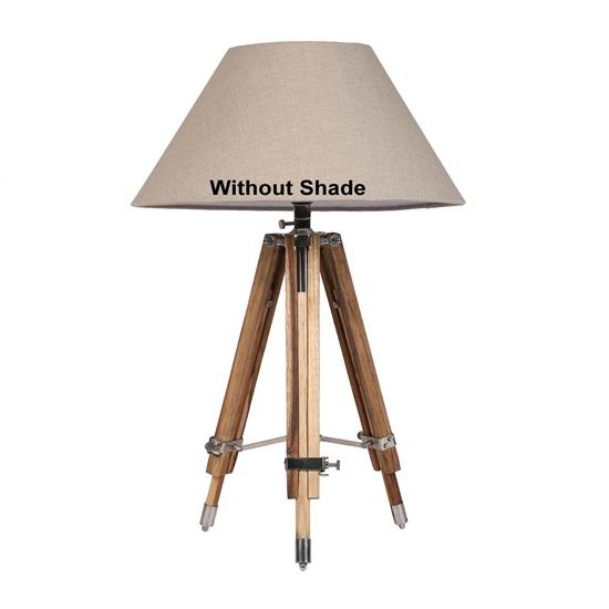 48.26 Cm Wooden Tripod Table Lamp Without Shade, Night Lamp for Bedroom, Home Decor, Living Room, Light Lamp, Bedside, Bedroom, Room Decor