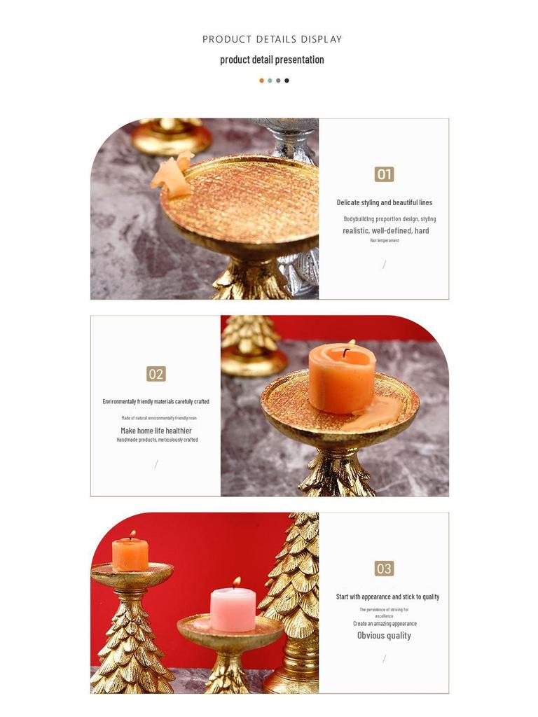 Gold Christmas Tree Candlestick Holder - Festive Home Decoration Ornament