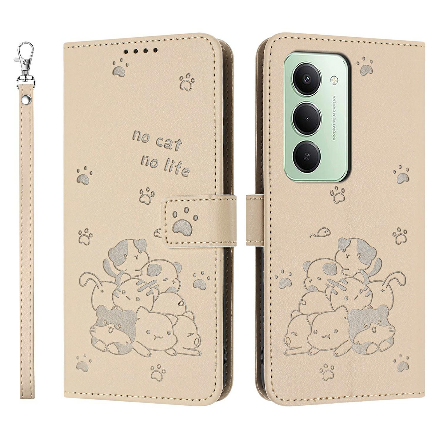 

Для Xiaomi Redmi 15 4G (Європа) (171мм)/15 5G (Європа) (171мм) Гаманець-чохол Кішки Відбиток Шкіряний Чохол для Телефона зі Ремінцем