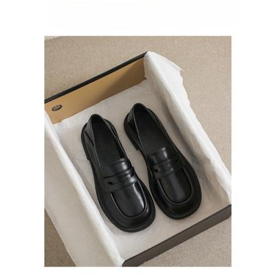 Small Leather Shoes Women's British Style Spring New Black One Pedal Loafer Flat Japanese Style Jk Uniform Pumps