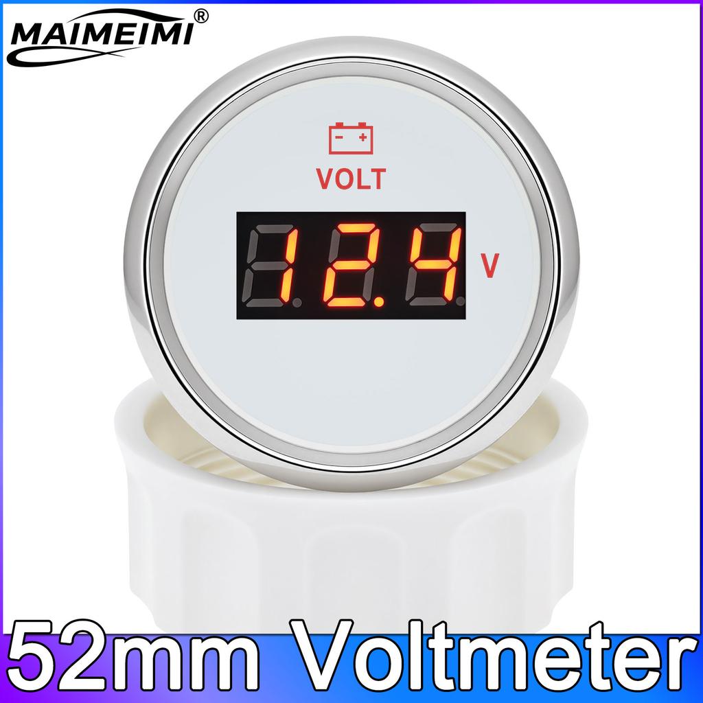 52mm Voltmeter Universal Electrical Car Truck 8-16V 18-32V 9-32V with Red Backlight 12V 24V for Car Boat