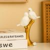 Ceramic Couple Birds Statue for Home Decor - Aesthetic Showpiece - Decorative Sculpture for Home Decor & Office Decor - 18x3x22 CM, White and Gold