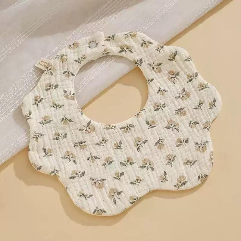 Class A Pure Cotton Petal Bib 360 Degree Rotating Breathable Absorbent Newborn Saliva Towel Baby Bib