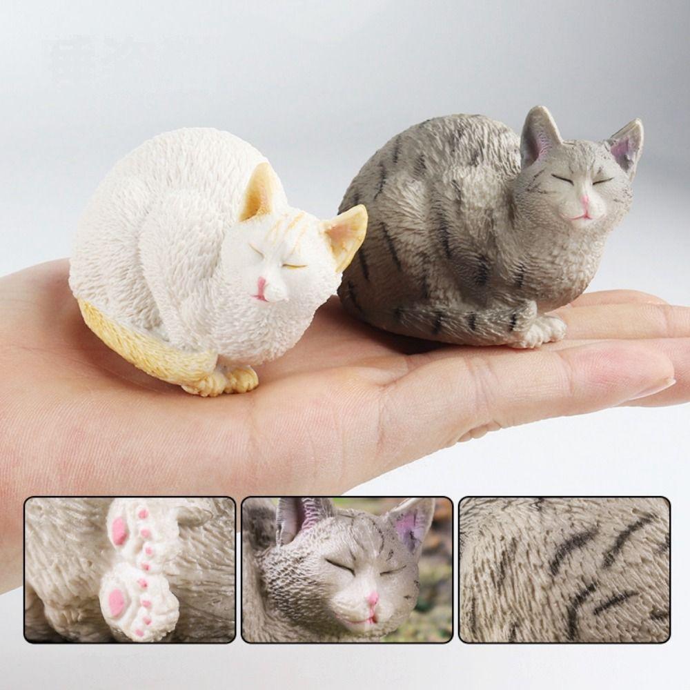 Sculpture Sleeping Cat Figurine Cartoon Animal Ornaments Creative Simulation Cat Statue  Home