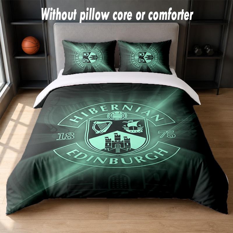 Hibernian FC Design Bed Bedding Set 1 Duvet Cover + 2 Pillowcases Soft Breathable Household Bed Linens