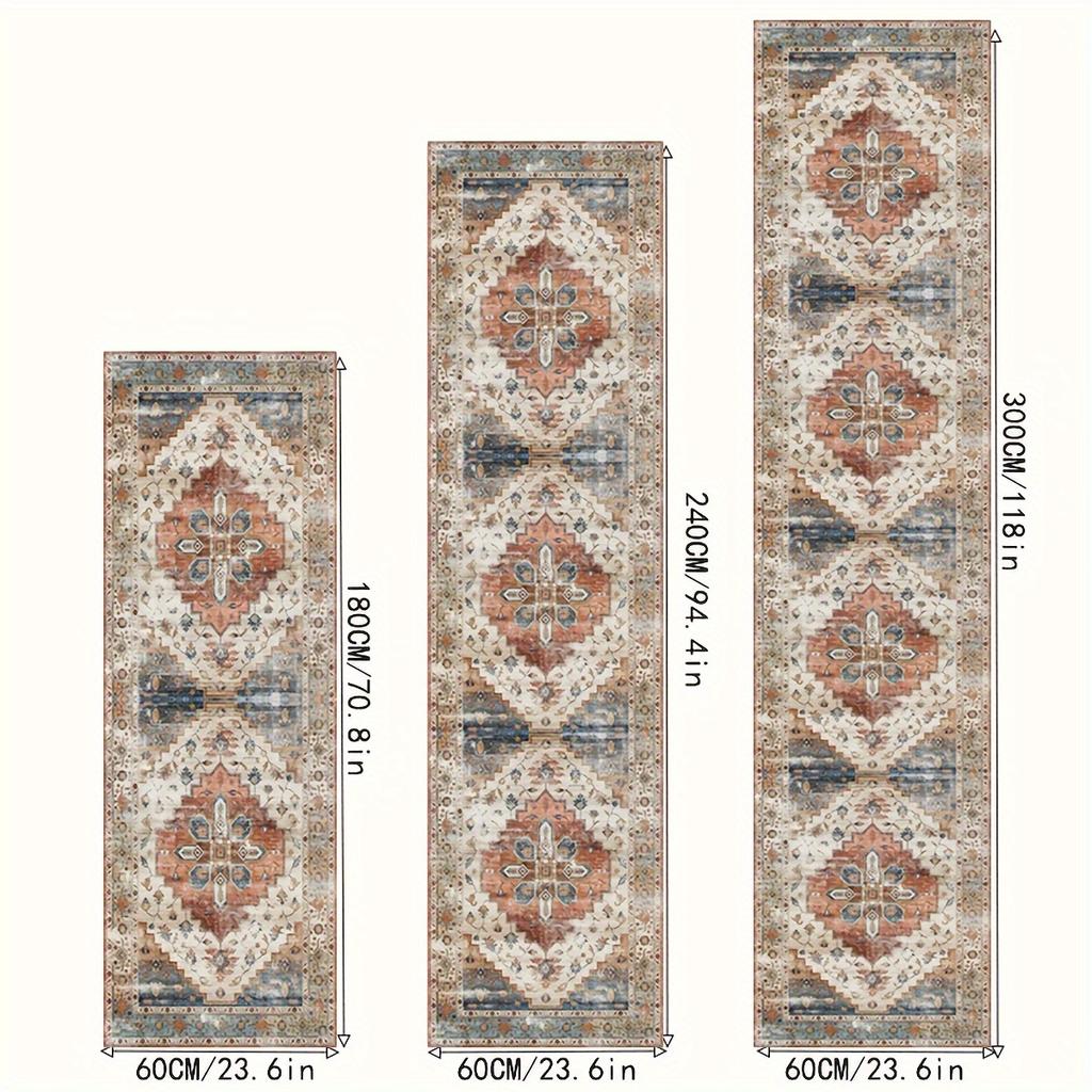 VIKAMA Vintage Bohemian Runner Rug Crystal Velvet Entrance Hallway Runner Laundry Room Bedroom Floor Mat Home Decor