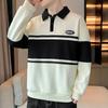 New Men's Sweater with Student Long-sleeved T-shirt Lapel POLO Shirt Sweater Men's