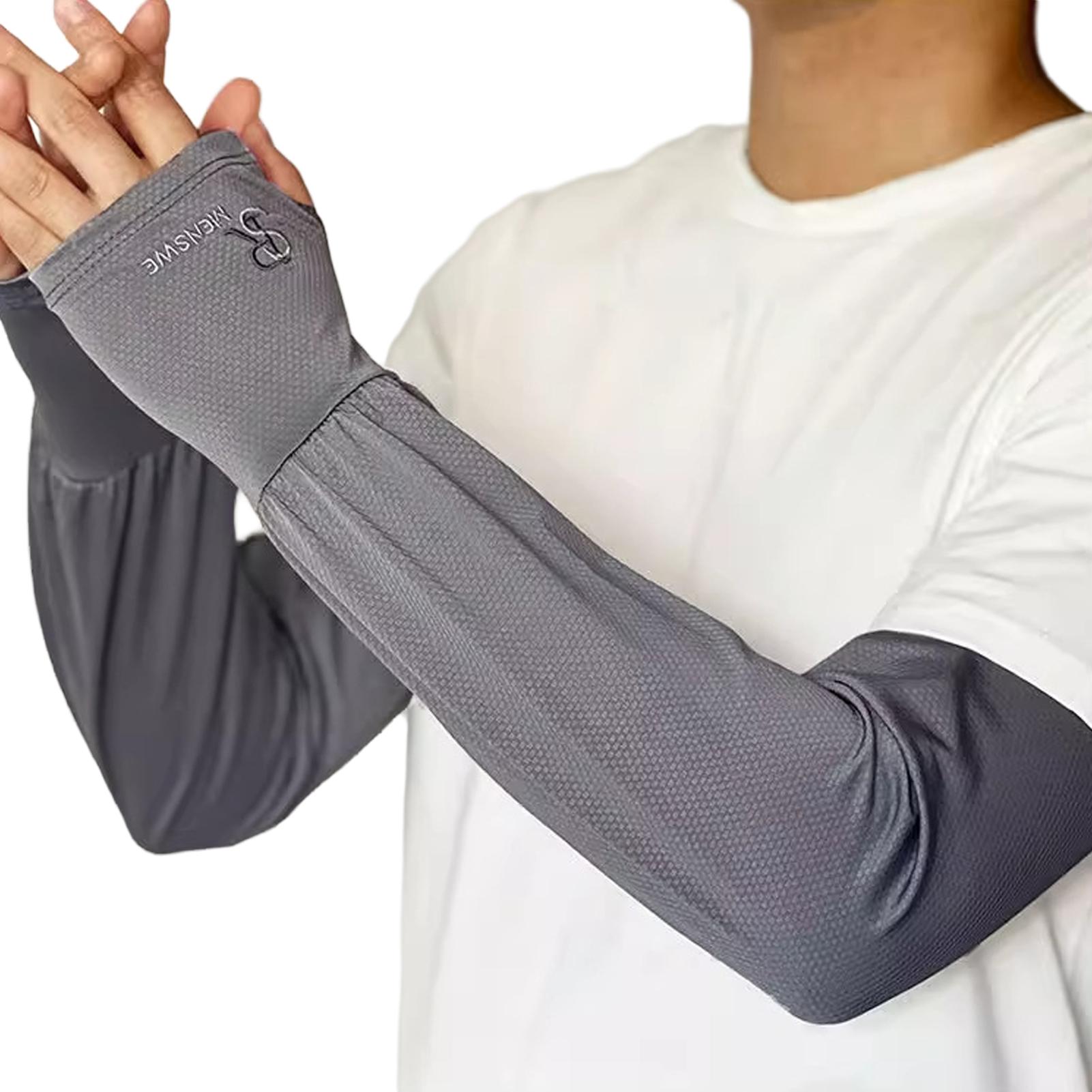 1 Pair Mens Ice Arm Sleeves Sunscreen Elastic Driving Gloves Outdoor UV Protection Arm Cover Sleeves Lightweight Cool Sleeves