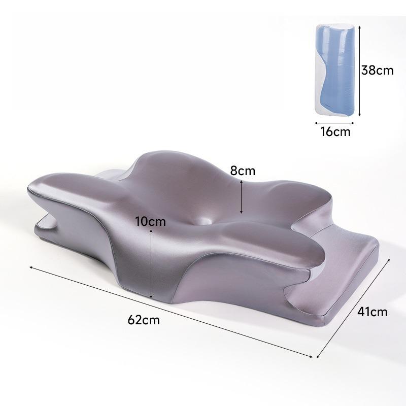 Ergonomic Memory Foam Pillow for Neck Pain - Butterfly Shape Cervical Pillow with Zero Pressure Support Breathable Nylon Cover  62X41CM серый