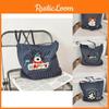 Cute Cartoon Dog Embroidered Striped Canvas Shoulder Bag Stylish For Everyday Use