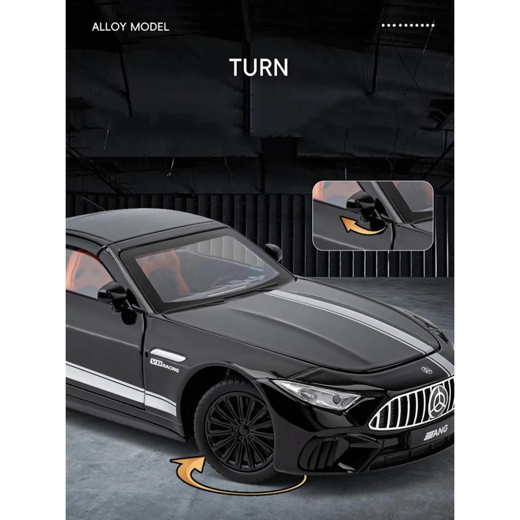 1/24 Mercedes-Benz SL63 Sports Car Alloy Scale Car Model Diecast Metal Sound and Light Collection Children Toy Miniature Car Vehicle