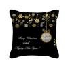 New Black Gold Christmas Pillow Cover New Snowflake Letter Peach Skin Sofa Cushion Cover