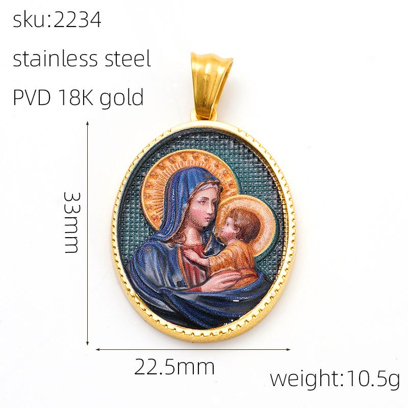 Men's Retro Saint Christopher Greek Mythology Pendant Necklace in Stainless Steel