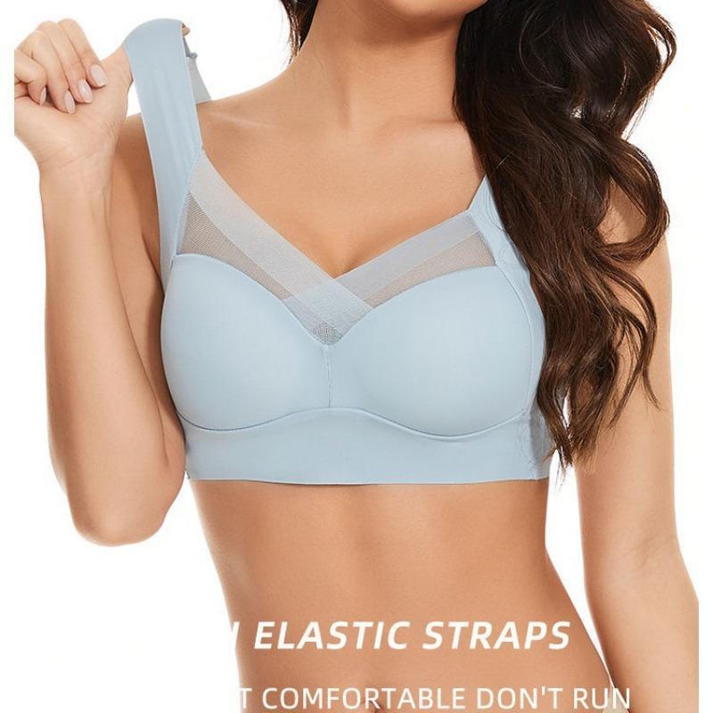 Large size underwear gathers without steel ring bra women's comfortable seamless underwear sports beautiful back integrated underwear