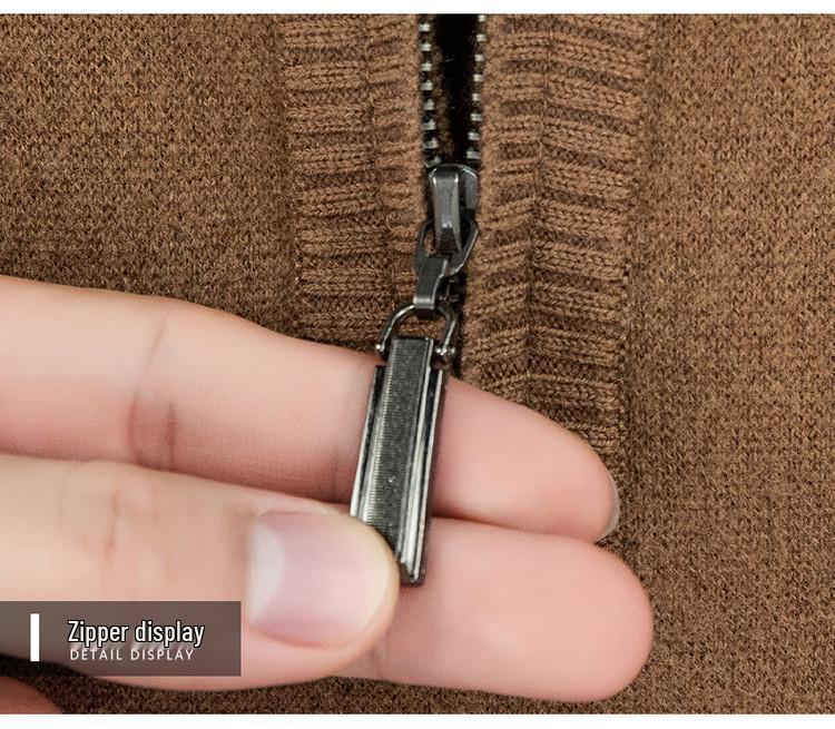 510g Semi-Worsted Thick 100% Wool Half-Zip Stand Collar Men's Sweater for Autumn 2025